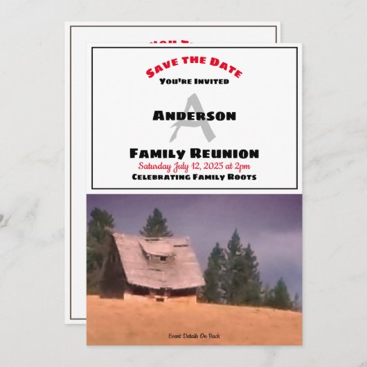 Wiedersehen Old Homestead Rett Datum Einladung (Vorne/Hinten)