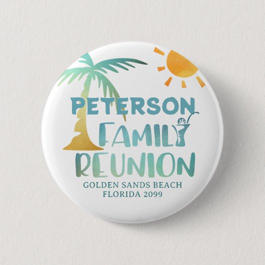 Wiedersehen Palm Tree Beach Name Button (Vorderseite)