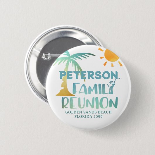 Wiedersehen Palm Tree Beach Name Button (Vorne & Hinten)