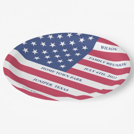 Wiedersehen-Papierplatte der 4. Juli-Familie Pappteller (Schrägansicht)