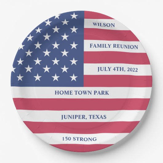 Wiedersehen-Papierplatte der 4. Juli-Familie Pappteller (Vorderseite)