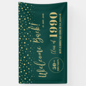 Wiedersehen-Party der Gold & Green Confetti-Klasse Banner (Vertikal)