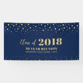 Wiedersehen-Party der Gold- und Navy-Confetti-Klas Banner (Horizontal)