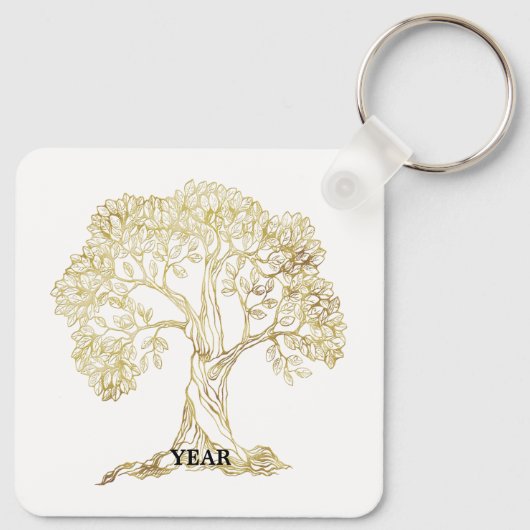 Wiedersehen-Party für die Goldene Baumfamilie Schlüsselanhänger (Rückseite)