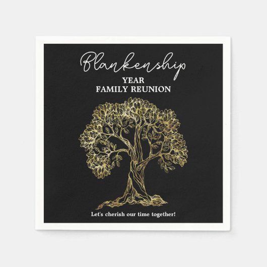 Wiedersehen-Party für die Goldene Baumfamilie Serviette (Vorderseite)