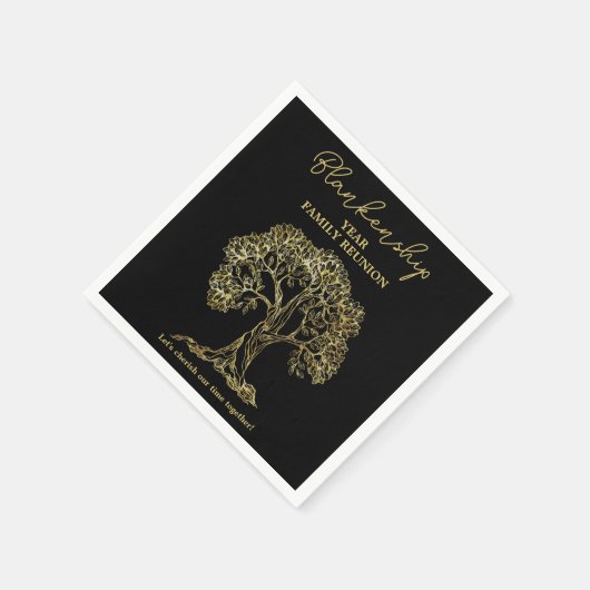 Wiedersehen-Party für die Goldene Baumfamilie Serviette (Ecke)