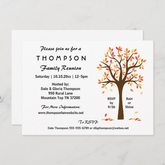 Wiedersehen, Party oder Event der Herbstfamilie Einladung (Vorne/Hinten)