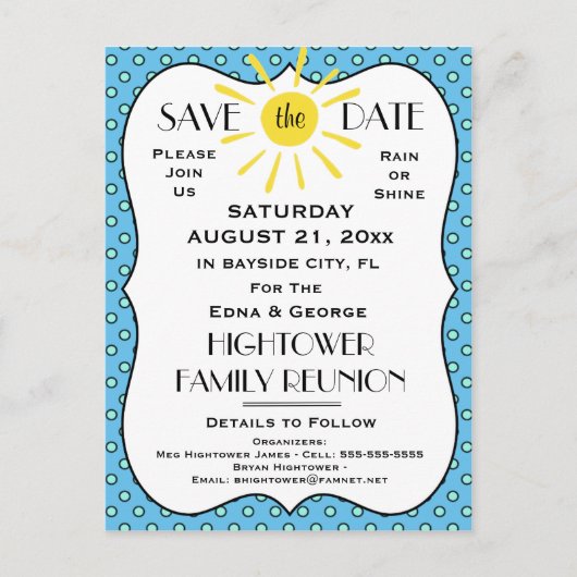 Wiedersehen, Party oder Event Save the Date Ankündigungspostkarte (Vorderseite)