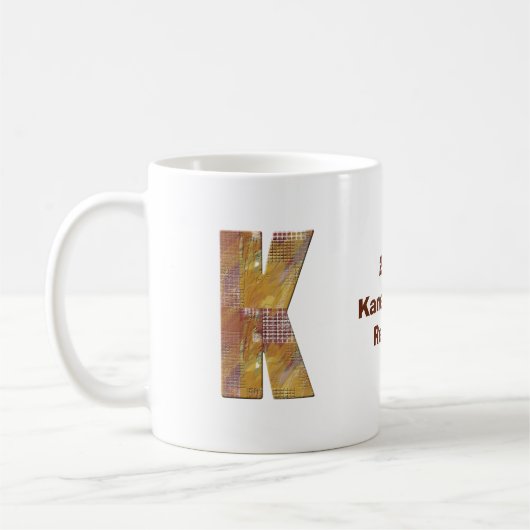 Wiedersehen-Patchwork-Quilt K Monogram Kaffeetasse (Links)