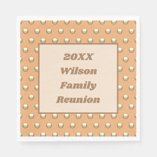 Wiedersehen Peach Gold Polka Dot Serviette (Vorderseite)