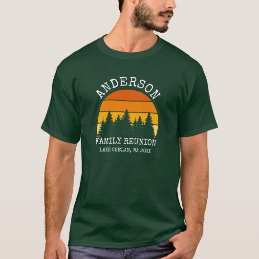 Wiedersehen Pine Trees Sunset Green T-Shirt (Vorderseite)