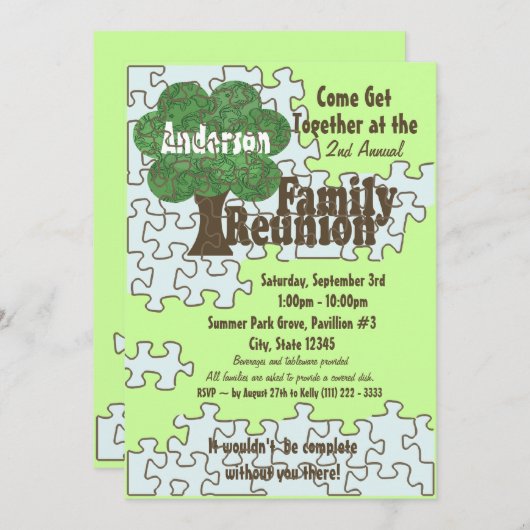 Wiedersehen Puzzle Einladung (Vorne/Hinten)