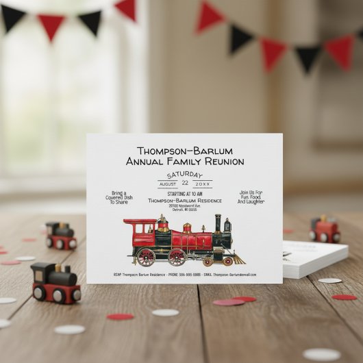 Wiedersehen Red Train Einladung Postkarte