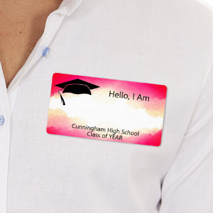 Wiedersehen Red WaterColor Name Tag