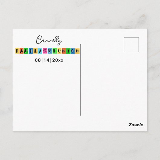 Wiedersehen Rett-the-Date-für den Farbblock-Spaß Postkarte (Rückseite)