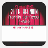 Wiedersehen rot und schwarz Namensschild Quadratischer Aufkleber (Vorderseite)