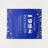Wiedersehen Royal Blue Gold Stars Hintergrund Wandteppich (Vorderseite (Horizontal))