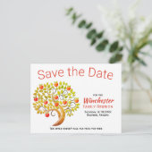 Wiedersehen Save the Date Apple Tree Custom Ankündigungspostkarte (Stehend Vorderseite)