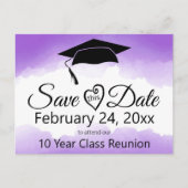 Wiedersehen Save the Date für die lila Wasserfarbe Postkarte (Vorderseite)