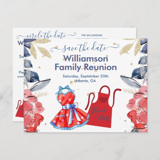 Wiedersehen Save the Date GRILLEN - Farbiger QR Co Ankündigungspostkarte (Vorne/Hinten)