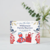 Wiedersehen Save the Date GRILLEN - Farbiger QR Co Ankündigungspostkarte (Stehend Vorderseite)