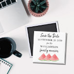 Wiedersehen Save the Date Magnet<br><div class="desc">Dieses Sommer Familie Wiedersehen Save The Date Magnet ist mit Wasserfarben Wassermelonen dekoriert. Einfach anpassbar. Ändern Sie mithilfe des Entwurfstools die Textgröße,  den Stil oder die Farbe. Weil wir unsere Kunstwerke erstellen,  werden Sie dieses exakte Bild von anderen Designern nicht finden. Original Wasserfarbe © Michele Davies.</div>