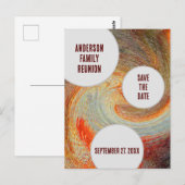 Wiedersehen Save the Date Orange Brown Groovy Postkarte (Vorne/Hinten)