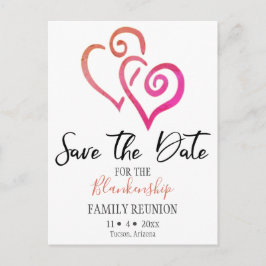 Wiedersehen Save the Date Orange Pink Heart  Ankündigungspostkarte