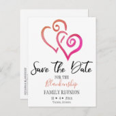 Wiedersehen Save the Date Orange Pink Heart Ankündigungspostkarte (Vorne/Hinten)