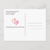 Wiedersehen Save the Date Orange Pink Heart Ankündigungspostkarte (Rückseite)