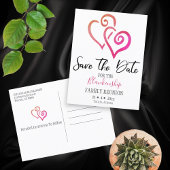Wiedersehen Save the Date Orange Pink Heart Ankündigungspostkarte