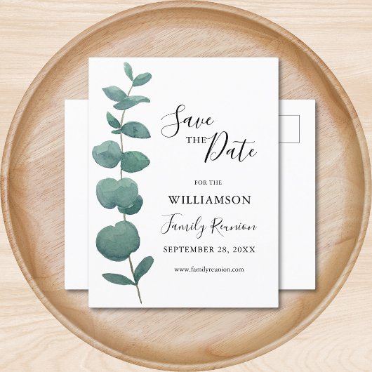Wiedersehen Save the Date Postkarte der Eucalyptus