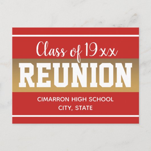 Wiedersehen Save the Date rot in der Schulklasse Ankündigungspostkarte (Vorderseite)