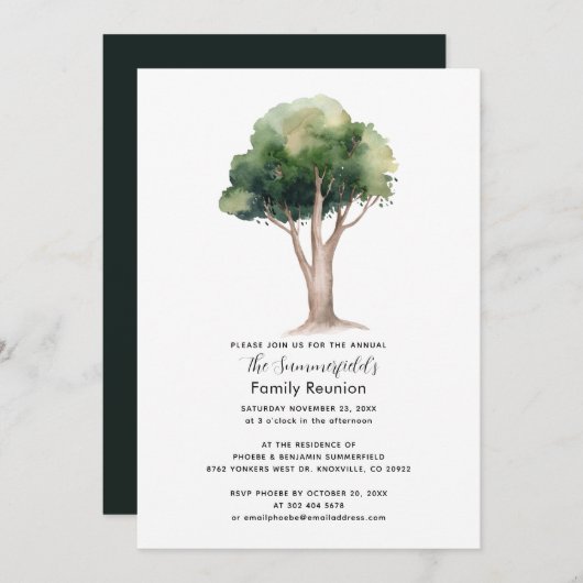 Wiedersehen-Skript der Stammbaum-Jahresfamilie Einladung (Vorne/Hinten)