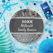 Wiedersehen Snakeskin Pattern Grau Schwarz Mosaik Pappteller (Party)