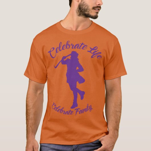 Wiedersehen T - Shirt Orange mit Lila Silhouette (Vorderseite)