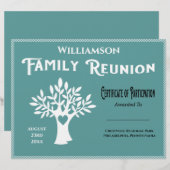 Wiedersehen-Teilnahmezertifikat für Stammbaum (Vorne/Hinten)