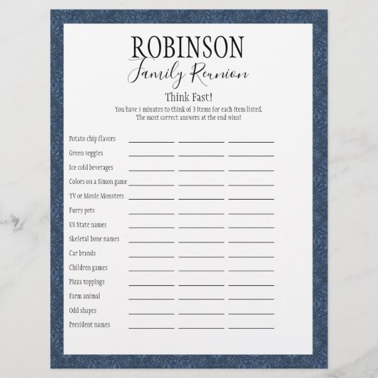 Wiedersehen Think Fast Game (Vorderseite)