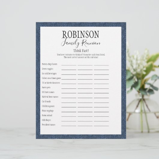 Wiedersehen Think Fast Game (Stehend Vorderseite)