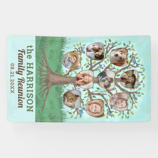 Wiedersehen Tree 9 Foto Collage Custom Party Banner (Horizontal)