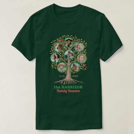 Wiedersehen Tree Familienfoto Collage Custom Winte T-Shirt (Design vorne)