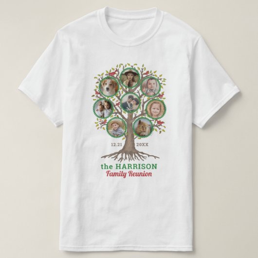 Wiedersehen Tree Familienfoto Collage Custom Winte T-Shirt (Design vorne)