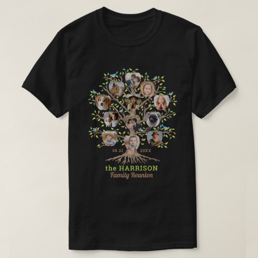 Wiedersehen Tree Foto Collage Custom 12 Pic Dk T-Shirt (Design vorne)