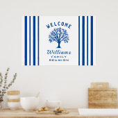 Wiedersehen Treppenfamilie Blauer und Weiß Poster (Küche)