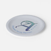Wiedersehen Unique Blue Letter A Monogramm Pappteller (Schrägansicht)