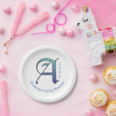 Wiedersehen Unique Blue Letter A Monogramm Pappteller (Party)