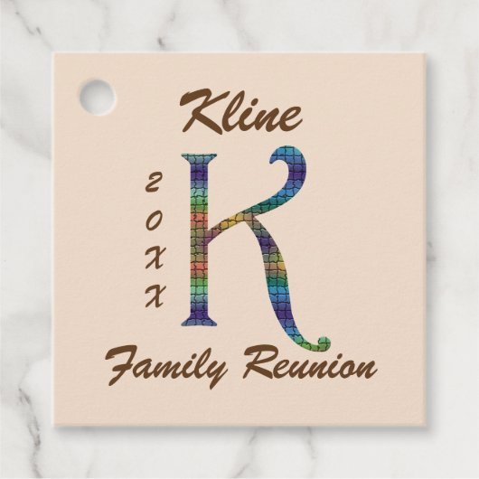 Wiedersehen Unique Tile Letter K Monogramm Geschenkanhänger (Vorderseite)