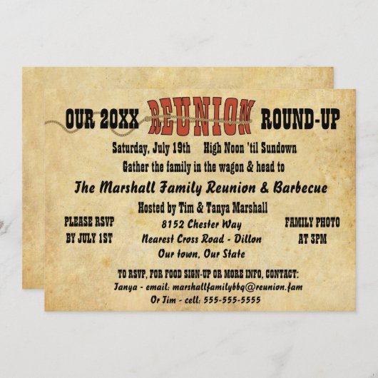 Wiedersehen Vintager Western Einladung (Vorne/Hinten)