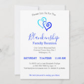 Wiedersehen-Vorlage für blauer verknüpfter Herzen Einladung (Vorderseite)