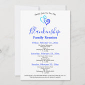 Wiedersehen-Vorlage für blauer verknüpfter Herzen Einladung (Vorderseite)